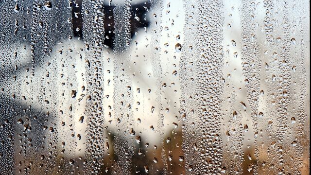 濡れた窓　窓の結露