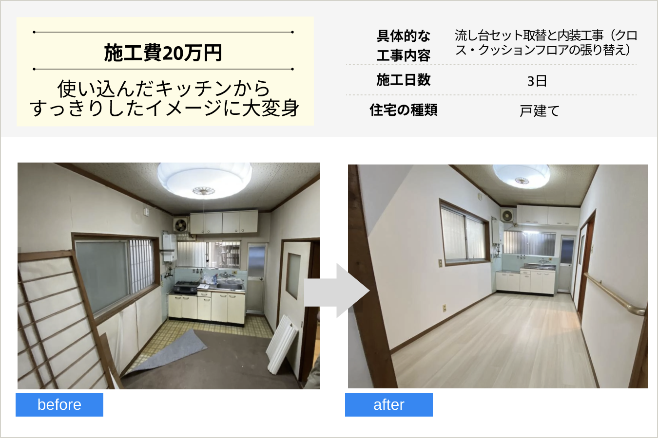キッチンリフォームの施工事例　株式会社ホーダイホーム